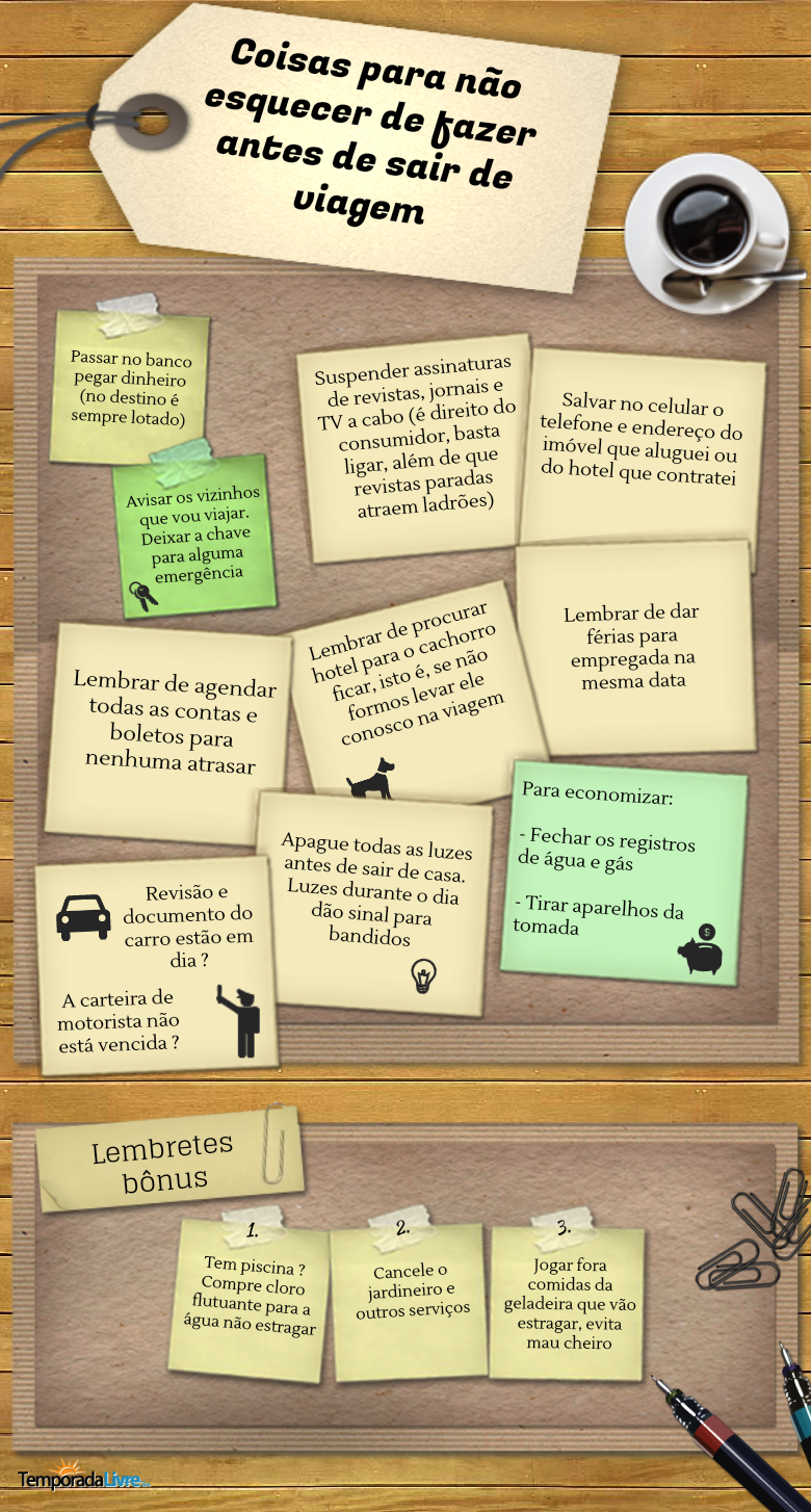 Coisas para não esquecer de fazer antes de sair de viagem