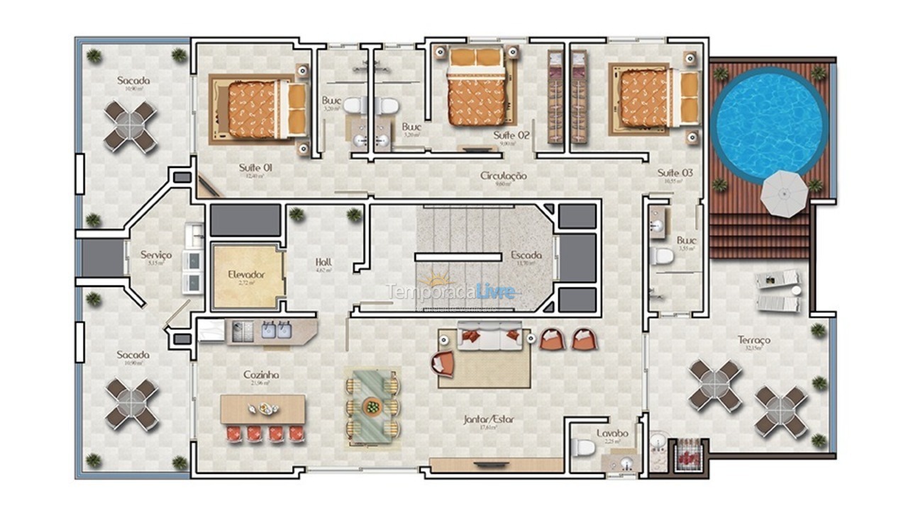 Apartamento para alquiler de vacaciones em Governador Celso Ramos (Praia de Palmas)