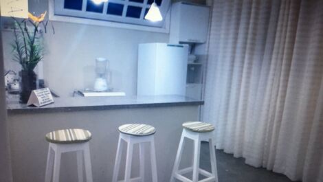 Chalets with sea view balcony, bedroom, living room, bathroom and kitchen