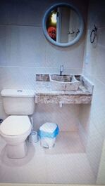 Chalets with sea view balcony, bedroom, living room, bathroom and kitchen