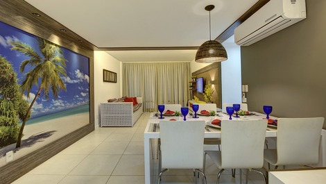 Alto Luxo BEACH PARK - MANDARA - 4 Quartos AR/TV -"PÉ NA AREIA"