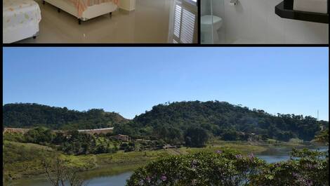Suite com vista para piscina e represa