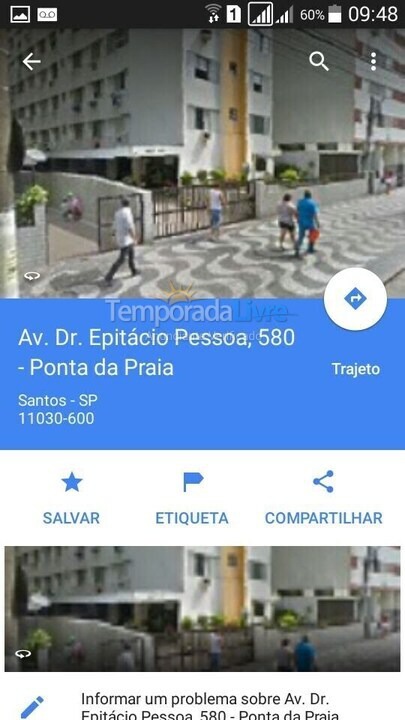 Apartamento para aluguel de temporada em Santos (Ponta da Praia)