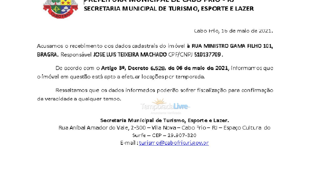 Casa para alquiler de vacaciones em Cabo Frio (Praia do Forte)