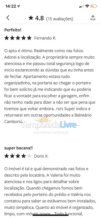 Apartamento para aluguel de temporada em Balneário Camboriú (Praia Central)