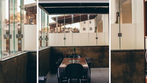 Espaço gourmet privativo com churrasqueira 