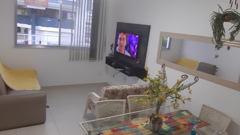 Apto um quarto com ar condicionado e vista parcial para Praia do Forte