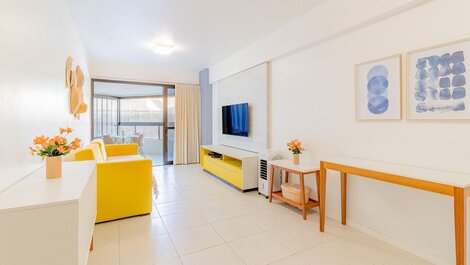 Excelente dormitorio y sala de estar, pies en la arena, vista al mar - Rio Vermelho