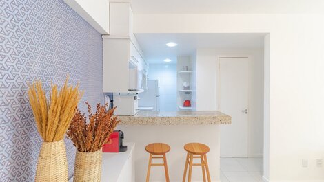 Excelente dormitorio y sala de estar, pies en la arena, vista al mar - Rio Vermelho