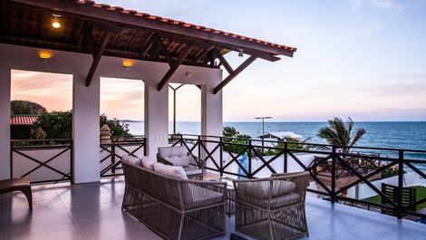 Por do sol do terraço da casa de frente 