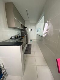 Apartment with gourmet balcony, facing the sea in Mongaguá/Sp