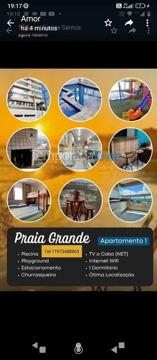 Apartamento para alquiler de vacaciones em Praia Grande (Aviação)