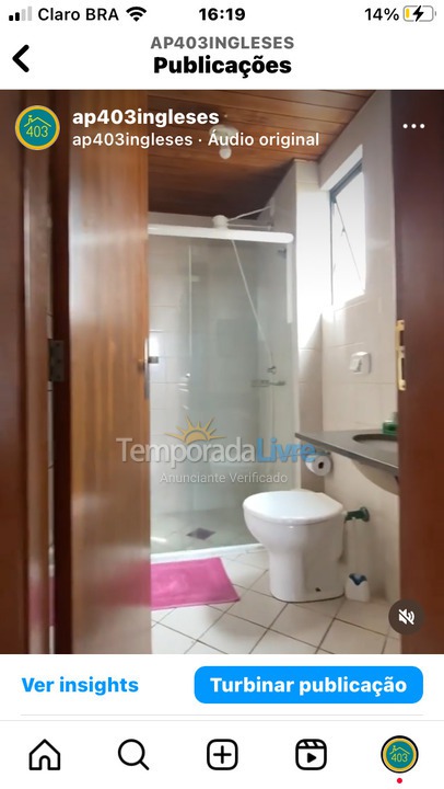 Apartamento para aluguel de temporada em Florianopolis (Praia dos Ingleses)