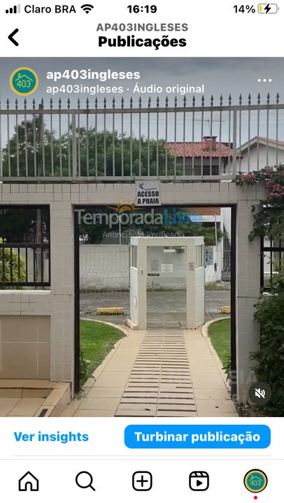 Apartamento para aluguel de temporada em Florianopolis (Praia dos Ingleses)