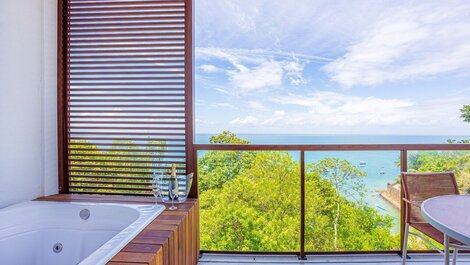 Bedroom and Living Room with Sea View - 50m from the Beach