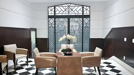 Apartamento com uma suíte para alugar em copacabana, com piscina vista mar no terraço