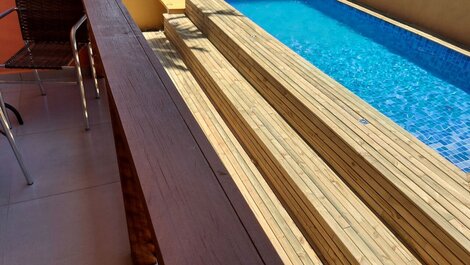 Apartment with pool, 50 meters from the beach, kitchen, barbecue