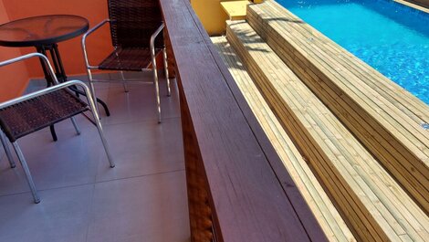 Apartment with pool, 50 meters from the beach, kitchen, barbecue