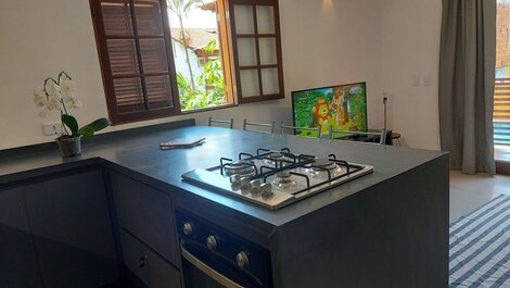 Apartment with pool, 50 meters from the beach, kitchen, barbecue