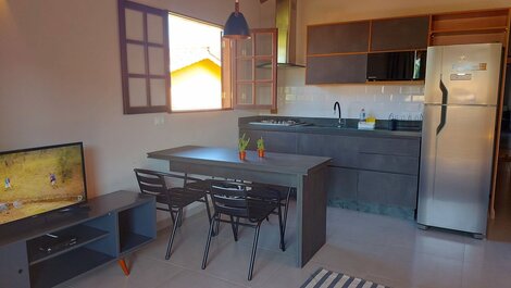 Apartamento con piscina, vista al mar, barbacoa privada, aire.