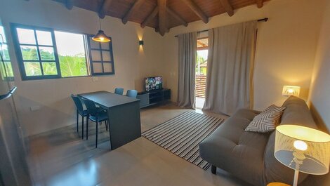 Cepilho - Flat com cozinha, 50mts da Praia, Churr, Piscina, WiFi...