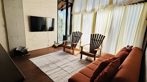 Chalé Neve da Montanha com pôr do sol