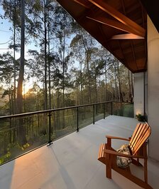 Chalé Neve da Montanha com pôr do sol