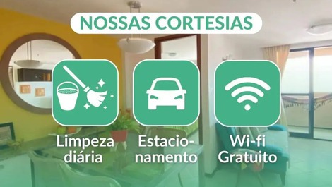 Flat à beira mar para até 3 pessoas,dentro de hotel