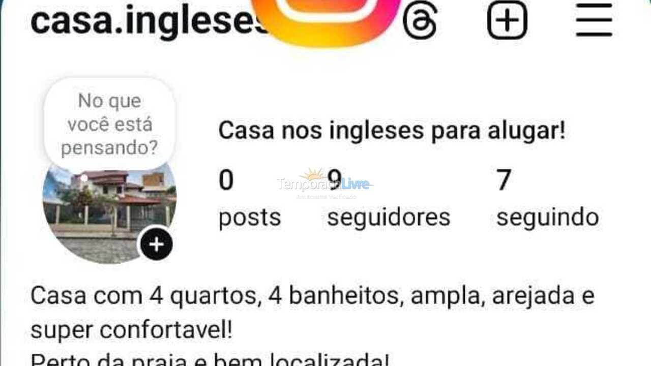 Casa para alquiler de vacaciones em Florianopolis (Praia dos Ingleses)