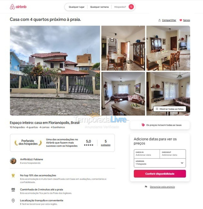 Casa para alquiler de vacaciones em Florianopolis (Praia dos Ingleses)