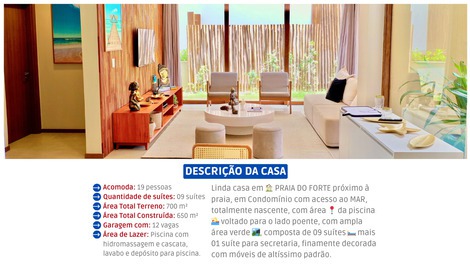 Mansión con 9 suites en Praia do Forte ¡Cerca de la playa!