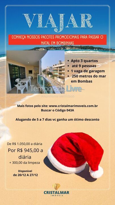 Apartamento para alquiler de vacaciones em Bombinhas (Praia de Bombas)