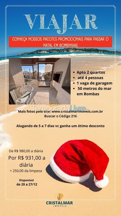 Apartamento para aluguel de temporada em Bombinhas (Praia de Bombas)