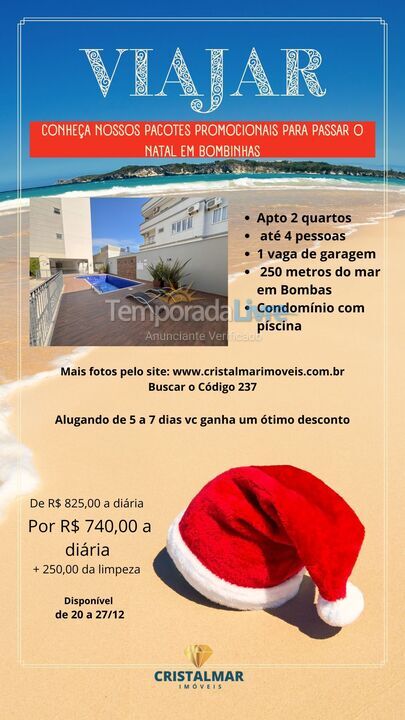 Apartamento para alquiler de vacaciones em Bombinhas (Praia de Bombas)