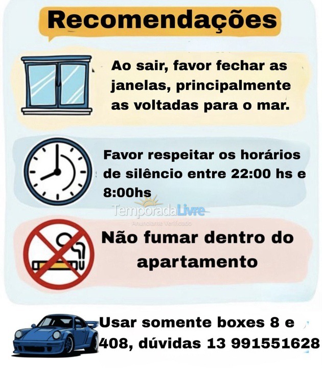 Apartamento para aluguel de temporada em Santos (Embare)