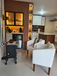 Sala estar - frigobar - fogão a lenha