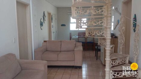 Penthouse in Praia Grande with air conditioning and barbecue for 13 people.