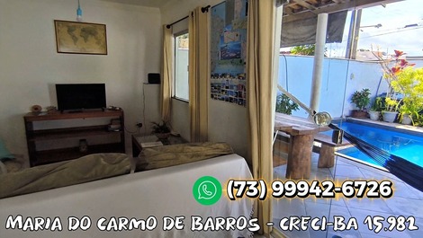 Cód.C017-Casa 4 quartos, 15 pessoas, com Piscina, Praia de Taperapuan.