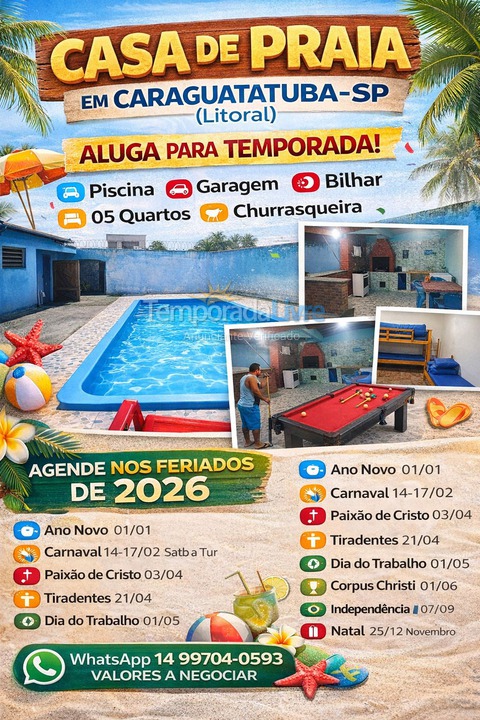 Casa para alquiler de vacaciones em Caraguatatuba (Porto Novo)