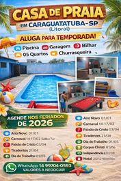 CASA DE TEMPORADA CARAGUATATUBA CON PISCINA A100 MTS DE LA PLAYA