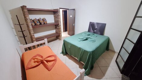 House with balcony overlooking the pool, 500 m from the beach.