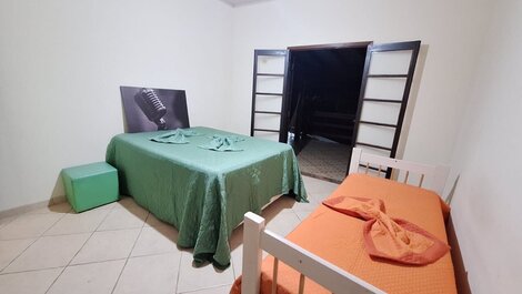 House with balcony overlooking the pool, 500 m from the beach.