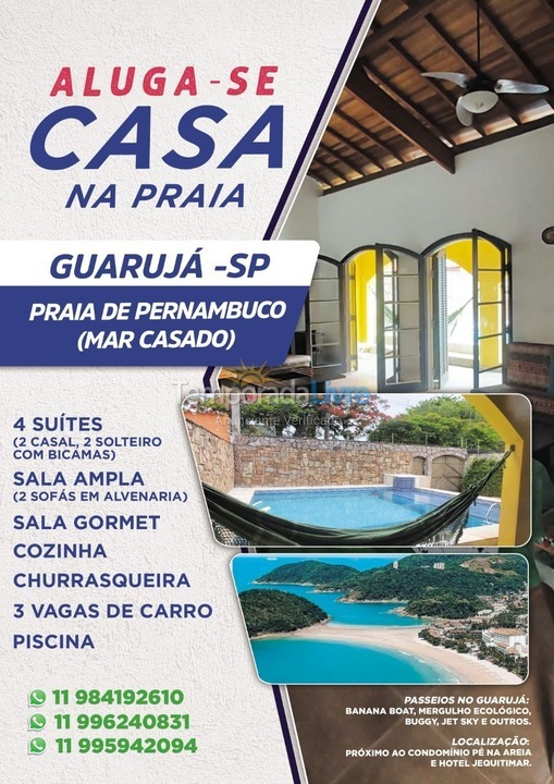 House for vacation rental in Guarujá (Praia do Pernambuco)