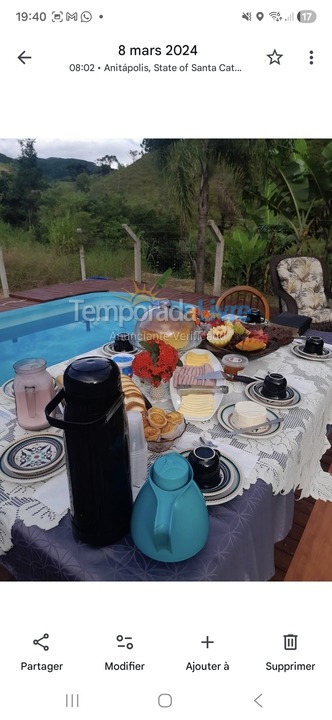 Chácara / sítio para aluguel de temporada em Anitápolis (Rio do Ouro)