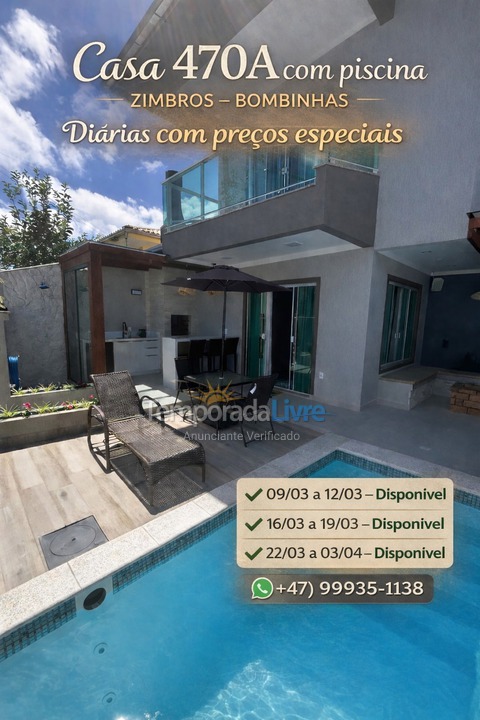 House for vacation rental in Bombinhas (Praia de Zimbros)