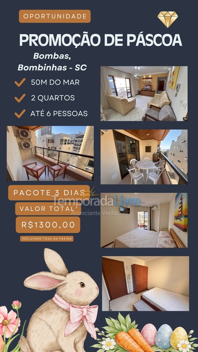 Apartamento para alquiler de vacaciones em Bombinhas (Praia de Quatro Ilhas)