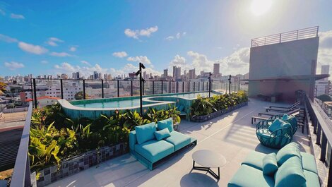 Apartamento con balcón y vistas al mar en Jardim Oceania