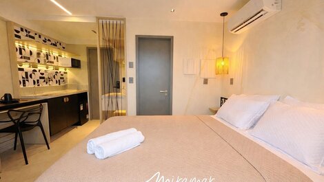 Flat c varanda vista mar no Jardim Oceania