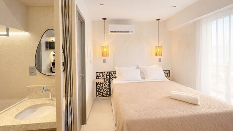 Flat c varanda vista mar no Jardim Oceania