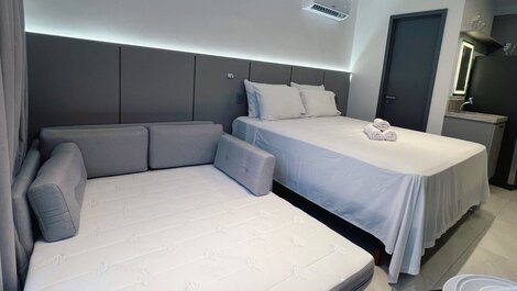 Flat p/ 4 pessoas c/ Terraço-Miramar Hospedagens